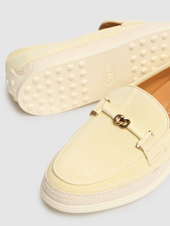 Tod's: 10mm Leather loafers - Beige - women_3 | Luisa Via Roma
