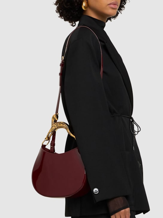 Lanvin: Cat Handle patent leather hobo bag - women_1 | Luisa Via Roma