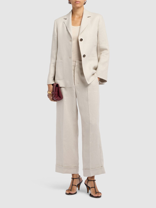 'S Max Mara: Arrigo linen single breasted blazer - women_1 | Luisa Via Roma