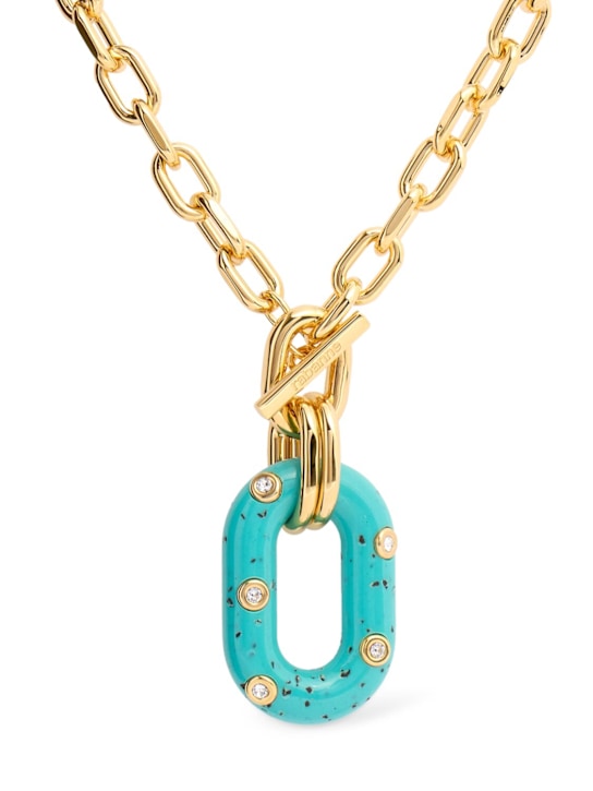 Rabanne: Chain long necklace - Gold/Turquoise - women_0 | Luisa Via Roma