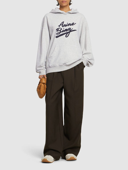 ANINE BING: Harvey logo jersey sweatshirt hoodie - women_1 | Luisa Via Roma