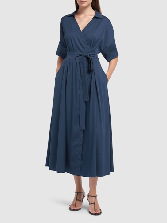'S Max Mara: Sarah poplin midi dress - Navy - women_1 | Luisa Via Roma