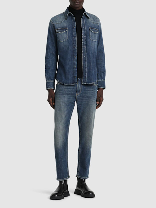 Washed stretch denim shirt - Thumbnail 2