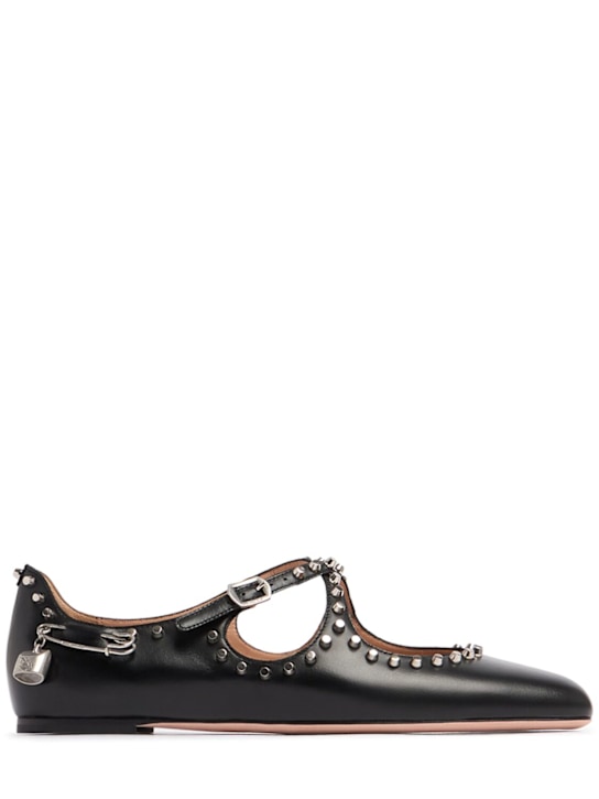 Bally: 10mm Beliska studded leather flats - Black - women_0 | Luisa Via Roma