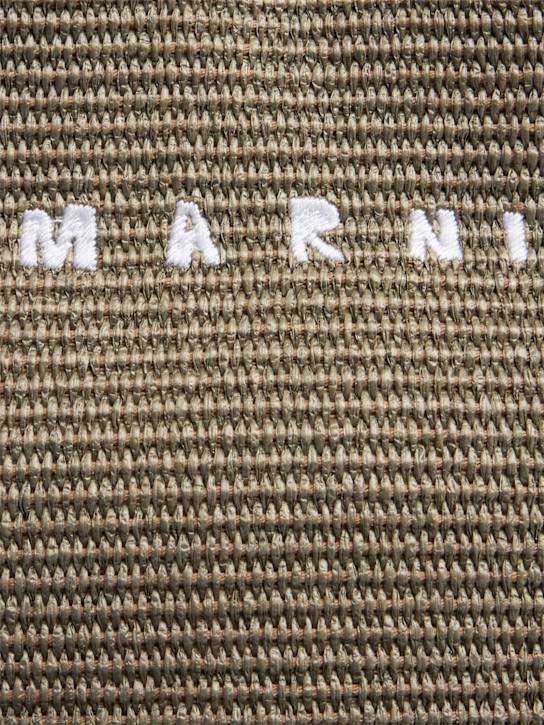 Marni: Small logo raffia effect tote bag - Dusty Olive - women_4 | Luisa Via Roma