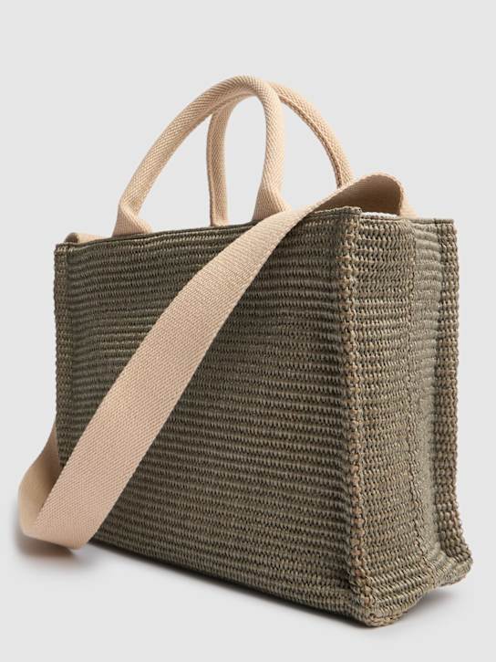 Marni: Small logo raffia effect tote bag - Dusty Olive - women_5 | Luisa Via Roma