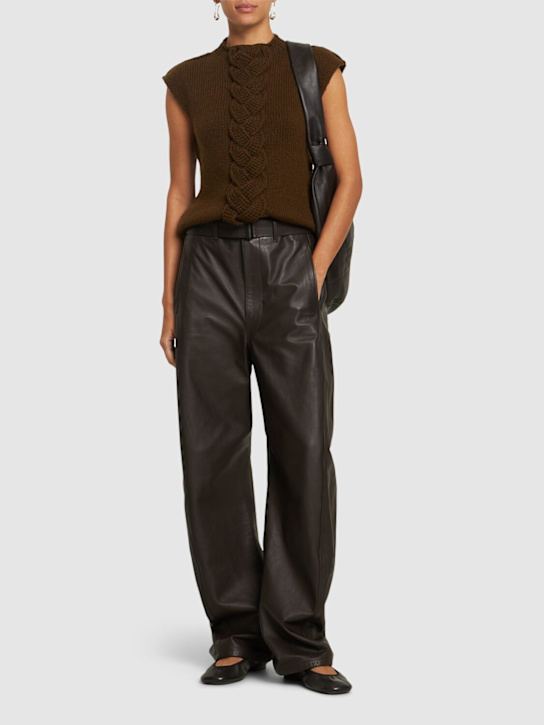 Lemaire: Gilet in maglia di misto lana - Marrone - women_1 | Luisa Via Roma