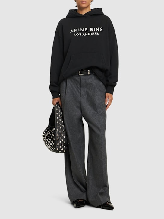 ANINE BING: Alto logo sweatshirt hoodie - Black - women_1 | Luisa Via Roma