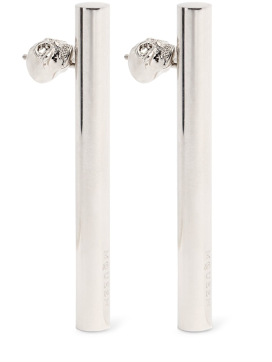 McQueen: T-Bar brass earrings - Silver - women_0 | Luisa Via Roma