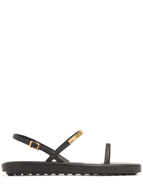 Tod's: Baretta sporty leather sandals - Black - women_0 | Luisa Via Roma