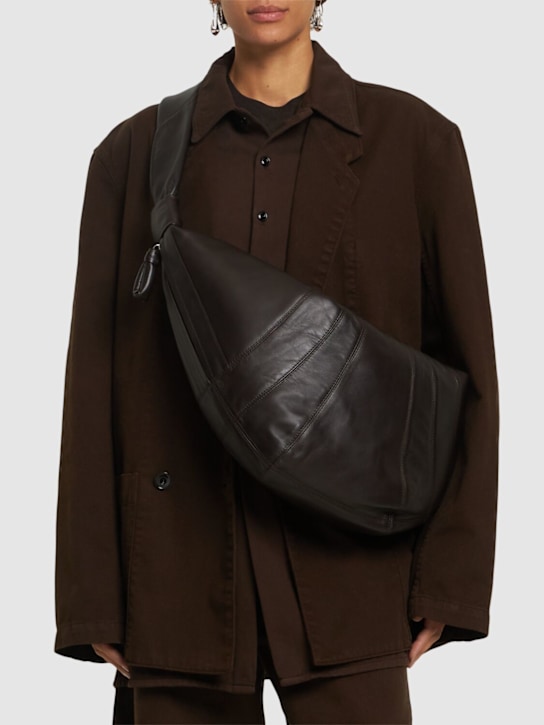 Lemaire: Large Croissant soft nappa shoulder bag - Dark Chocolate - women_1 | Luisa Via Roma