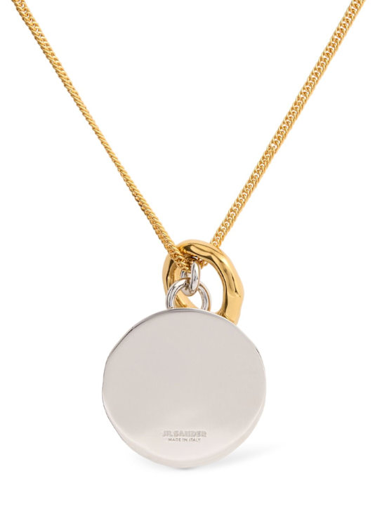 Jil Sander: Gold plated necklace w/ double charm - men_0 | Luisa Via Roma
