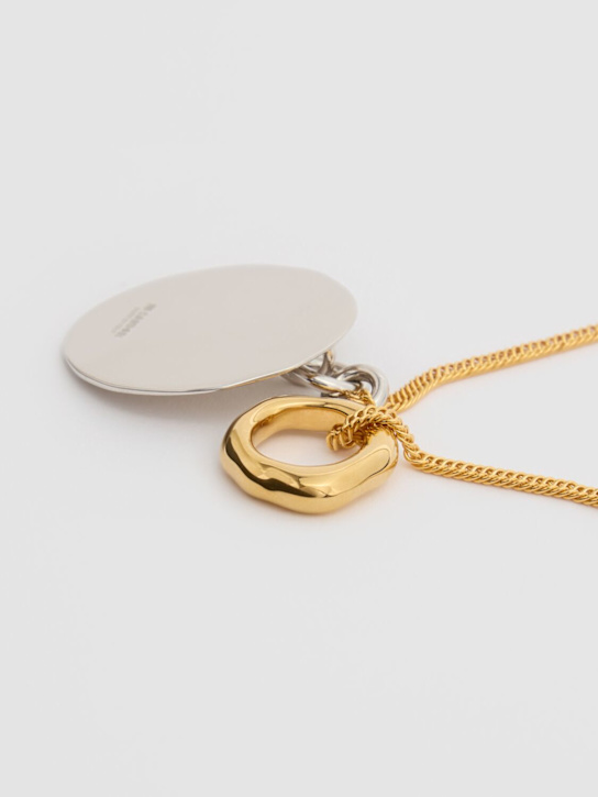 Jil Sander: Gold plated necklace w/ double charm - men_3 | Luisa Via Roma
