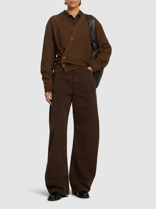Lemaire: Relaxed twisted wool blend cardigan - Brown - women_1 | Luisa Via Roma