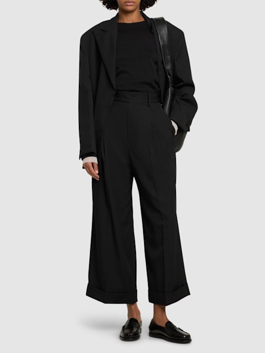 Yohji Yamamoto: Wool gabardine baggy pants - women_1 | Luisa Via Roma