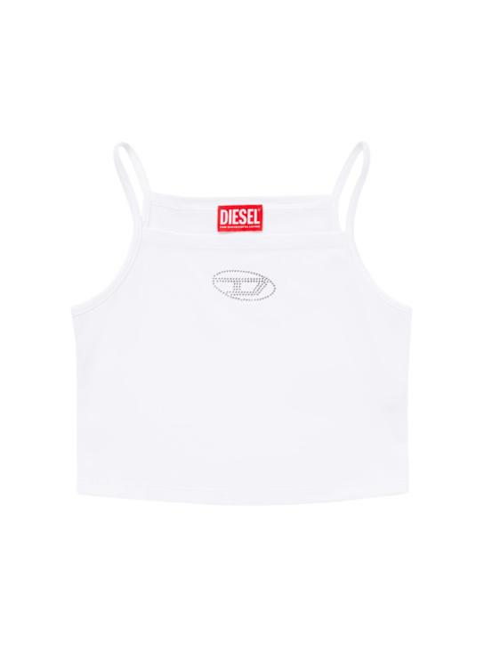 Diesel Kids: Cotton jersey tank top w/ logo - kids-girls_0 | Luisa Via Roma