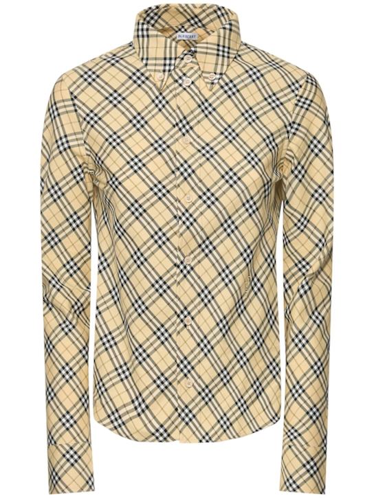 Burberry: Camicia in popeline di cotone check - women_0 | Luisa Via Roma
