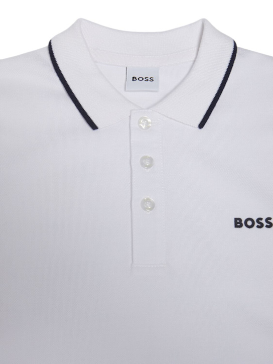 Boss: コットンピケポロシャツ - kids-boys_1 | Luisa Via Roma