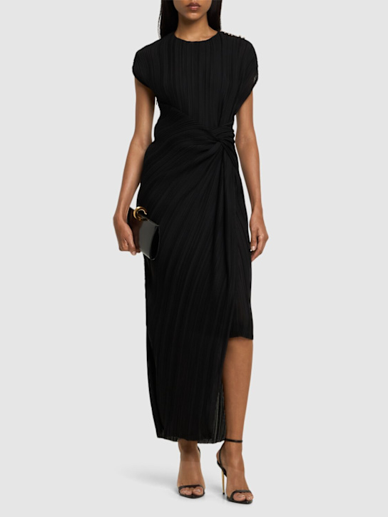 Sleeveless maxi dress w/ gathered detail - Thumbnail 2