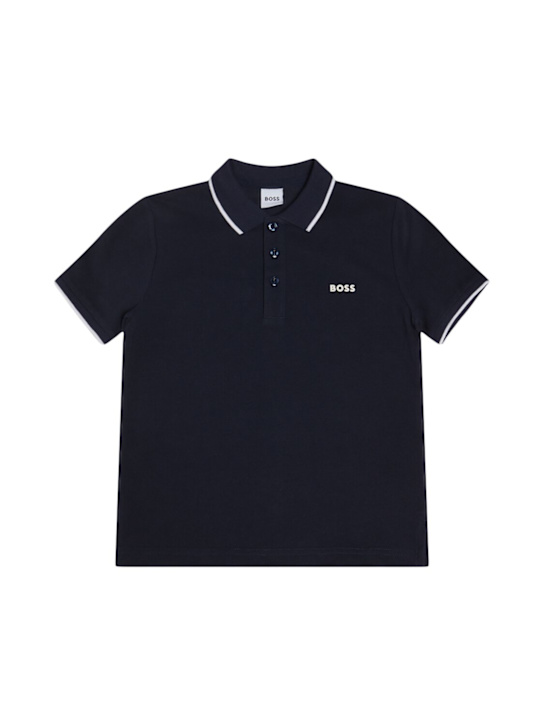 Boss: コットンピケポロシャツ - kids-boys_0 | Luisa Via Roma