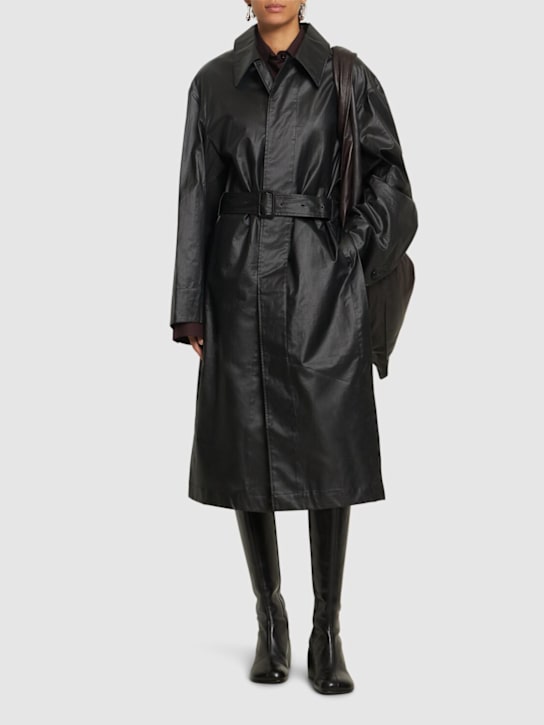 Lemaire: Belted cotton long trench coat - women_1 | Luisa Via Roma
