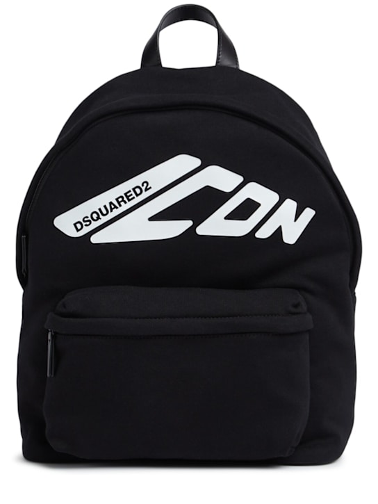 Dsquared2: Printed cotton canvas backpack - Black - kids-boys_0 | Luisa Via Roma