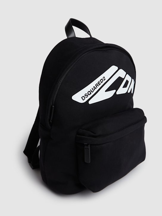Dsquared2: Printed cotton canvas backpack - Black - kids-boys_1 | Luisa Via Roma