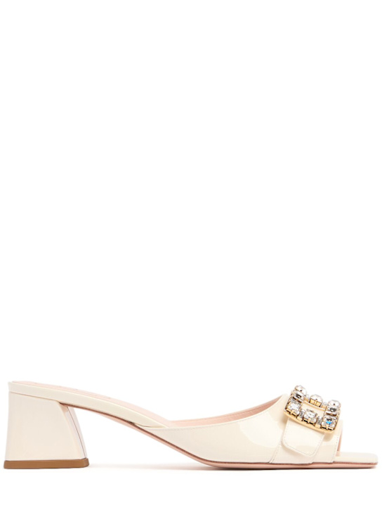Roger Vivier: 45mm Bikviv patent leather mules - Off White - women_0 | Luisa Via Roma