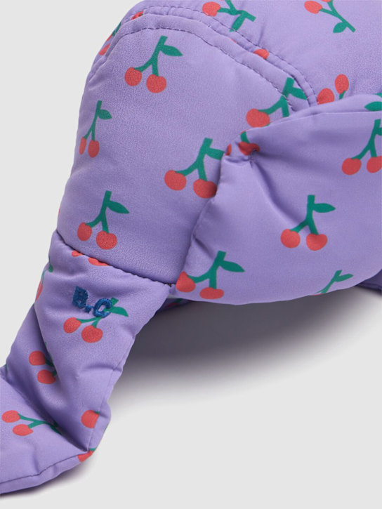 Bobo Choses: Cherry print nylon trapper hat - Light Purple - kids-girls_1 | Luisa Via Roma