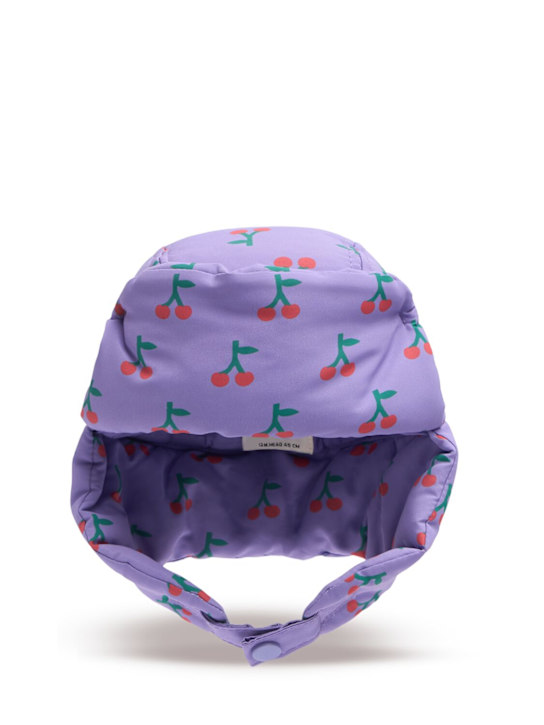 Bobo Choses: Cherry print nylon trapper hat - Light Purple - kids-girls_0 | Luisa Via Roma