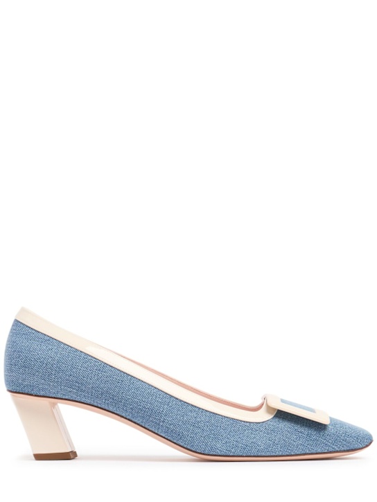 Roger Vivier: 45mm Belle Vivier denim pumps - women_0 | Luisa Via Roma