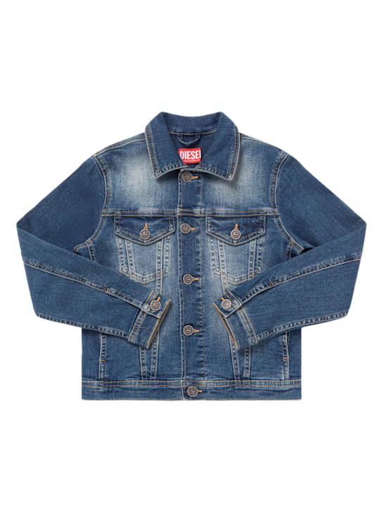 Diesel Kids: Stretch cotton denim jacket - Blue - kids-boys_0 | Luisa Via Roma
