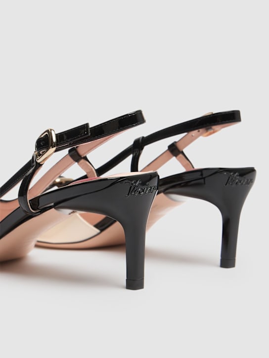 Roger Vivier: 55mm Mini Buckle patent leather pumps - Off White/Black - women_4 | Luisa Via Roma