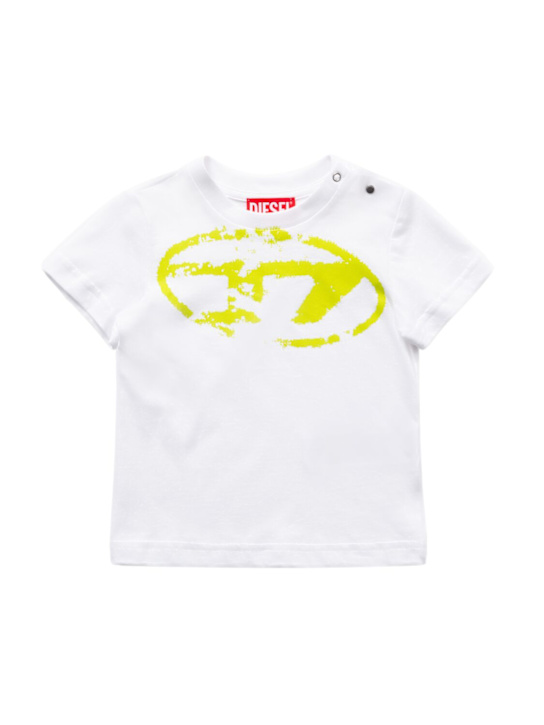 Diesel Kids: Printed cotton jersey t-shirt - ホワイト - kids-boys_0 | Luisa Via Roma