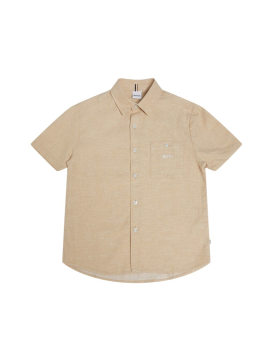 Boss: Chemise en coton et lin - kids-boys_0 | Luisa Via Roma
