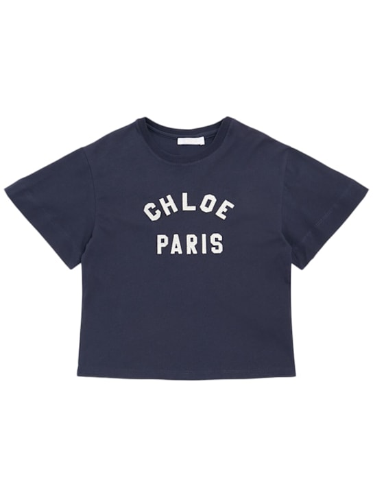 Chloé: コットンTシャツ - ブルー - kids-girls_0 | Luisa Via Roma