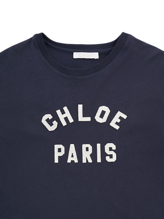 Chloé: コットンTシャツ - ブルー - kids-girls_1 | Luisa Via Roma