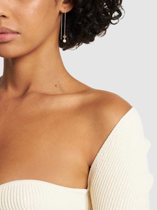 Tory Burch: Kira faux pearl long earrings - women_1 | Luisa Via Roma
