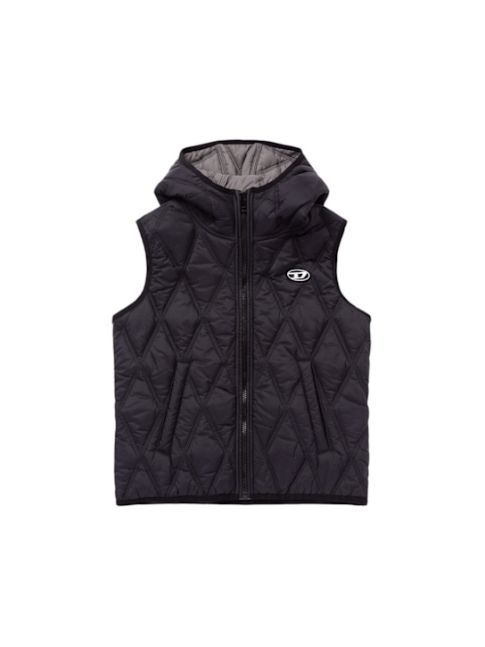 Diesel Kids: Quilted nylon vest w/ logo - ブラック - kids-boys_0 | Luisa Via Roma