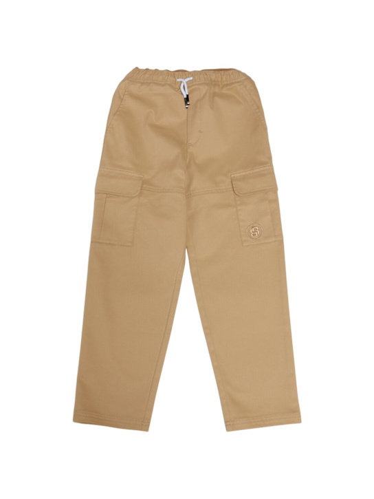 Boss: Cotton blend twill cargo pants - kids-boys_0 | Luisa Via Roma