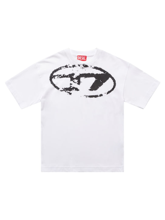 Diesel Kids: Printed cotton jersey t-shirt - ホワイト - kids-boys_0 | Luisa Via Roma