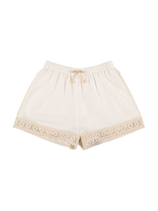 Zimmermann: Shorts in pizzo e cotone - Avorio - kids-girls_0 | Luisa Via Roma