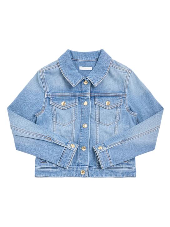 Chloé: Cotton blend denim jacket - kids-girls_0 | Luisa Via Roma