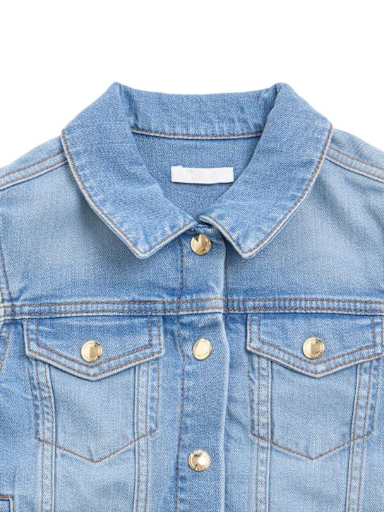 Chloé: Cotton blend denim jacket - kids-girls_1 | Luisa Via Roma