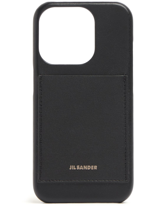 Jil Sander: Leather iPhone 15 Pro case - men_0 | Luisa Via Roma