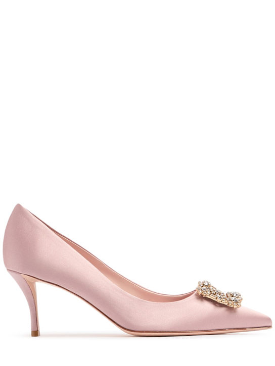 Roger Vivier: 65mm Flower crystal & satin pumps - women_0 | Luisa Via Roma