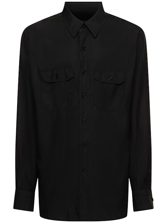 Tom Ford: Camicia military in twill leggero - Nero - men_0 | Luisa Via Roma