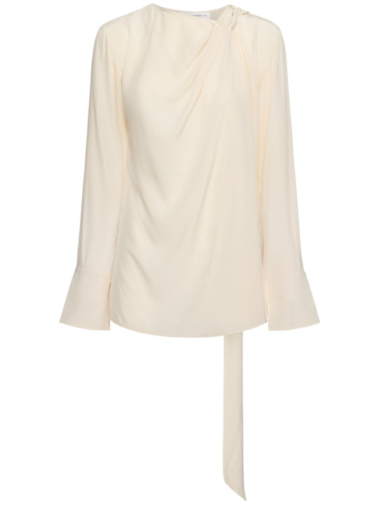 Crepe de chine top w/ twist scarf - Thumbnail 1