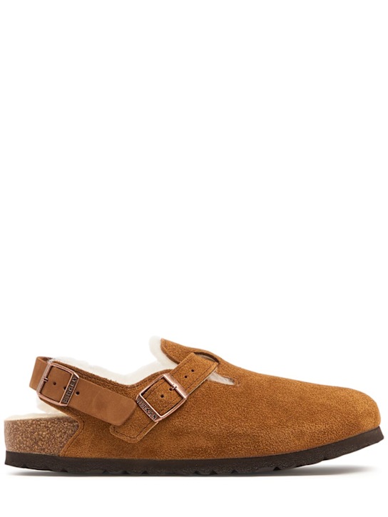 BIRKENSTOCK: Tokio shearling & suede sandals - men_0 | Luisa Via Roma