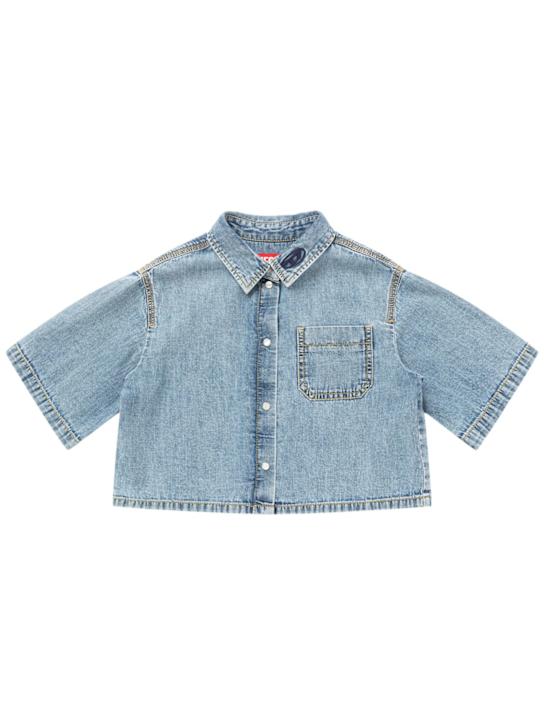 Diesel Kids: Cotton denim cropped shirt - kids-girls_0 | Luisa Via Roma